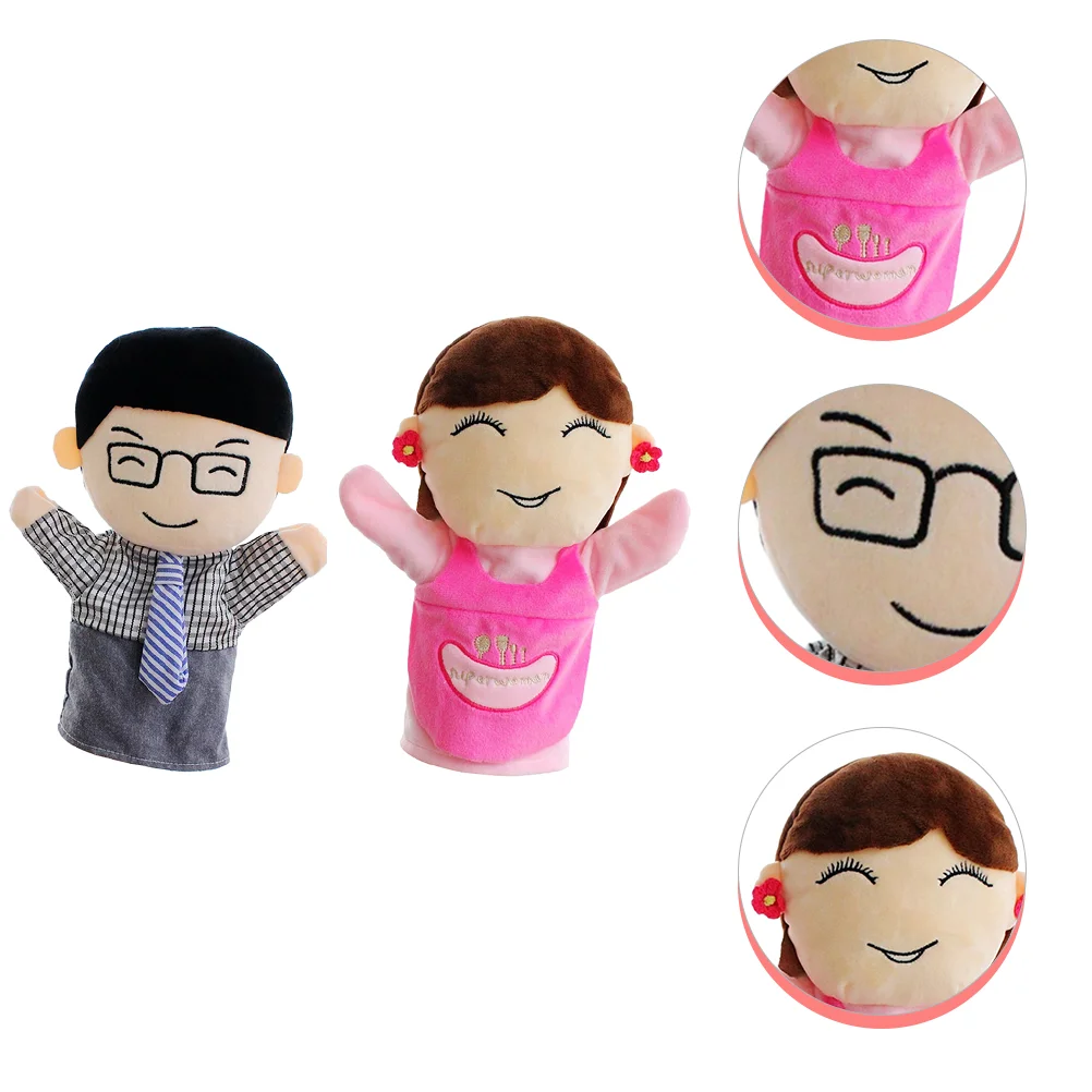 

2 Pcs Family Hand Puppet Parent-child Storytelling Props Interactive Puppets Toy Cartoon Kid Cloth Dolls Plush