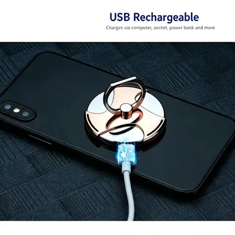 Portable Multi‑Purpose Cell Phone Ring Clip Mount, Integrated Lighter, USB Charger and Cigarette Lighter Adapter for Outdoor Travel & Daily Life