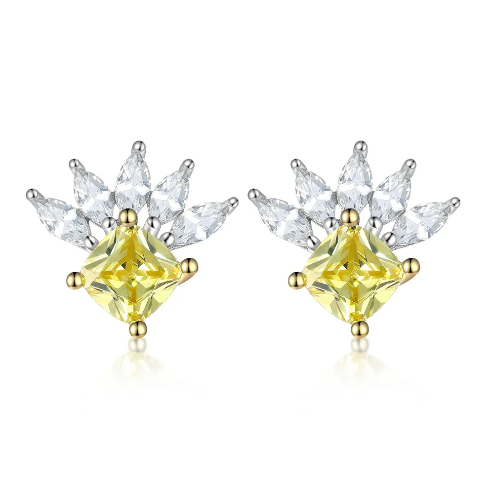 

Apexelle Fashion Jewelry 925 Sterling Silver Earrings Inlaid Geometric Zircon Earrings Trendy Versatile For Women Jewelry