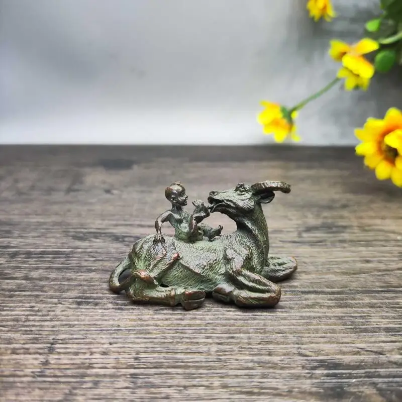 

Коллекционная винтажная миниатюрная фигурка «Овчарка с быком» из Китая, тонкое ремесло, декор для рабочего стола, дома, гостиной, ручная работа