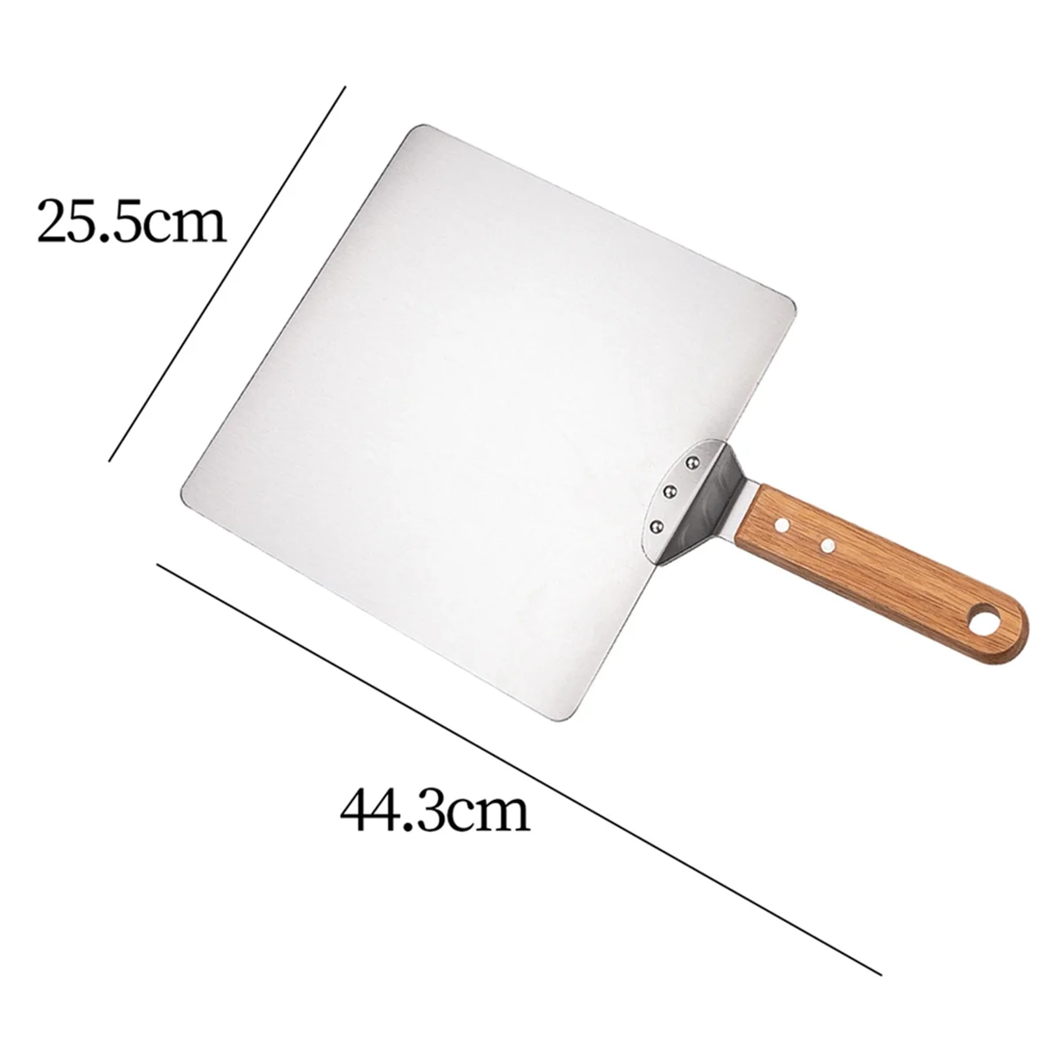 A03R Stainless Steel Pizza Shovel Pizza Oven Accessories Portable Multi-Function Heat- Wooden Handle Square Shovel