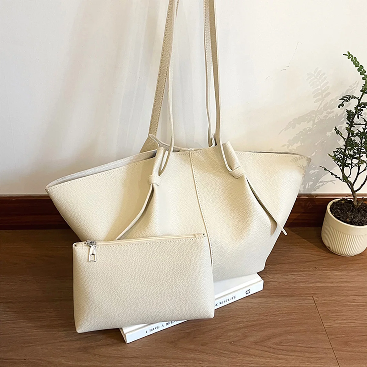 

Женская сумка-тоут в стиле ретро-минимализм, мягкая сумка-клатч из искусственной кожи, большая вместительная сумка через плечо для ежедневных поездок и шопинга