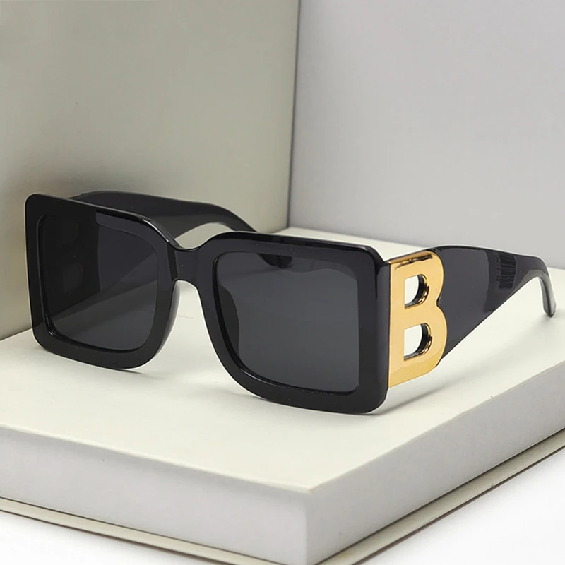New Fashion Oversized The Letter B Square Luxury Trend Sunglasses Women Men Retro Rectangle Sunglasses Gafas De Sol image 2