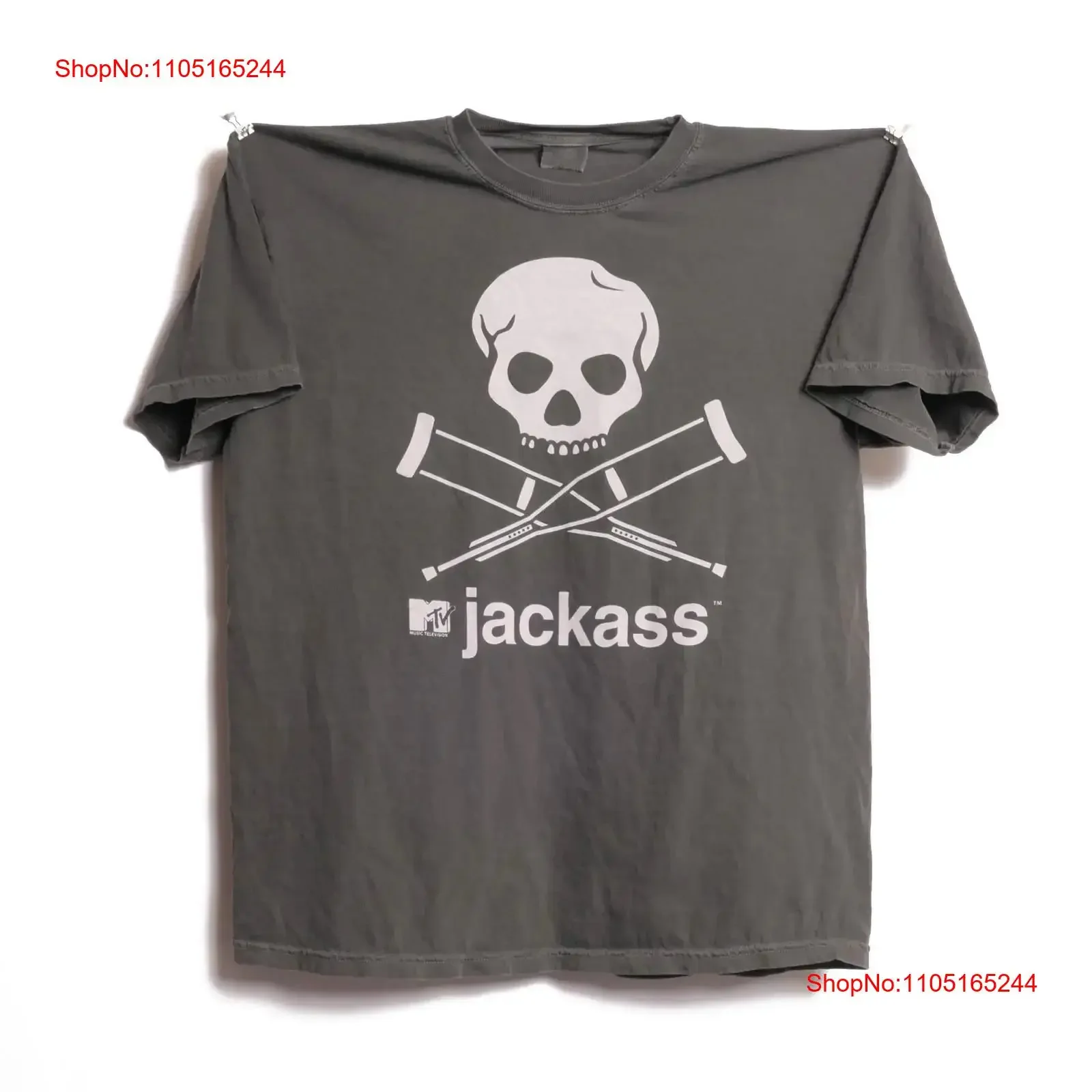 Jackass película camiseta cráneo muletas Logo programa de televisión MTV broma CKY gran hermano XL vintage lavado streetwear gráfico estirado