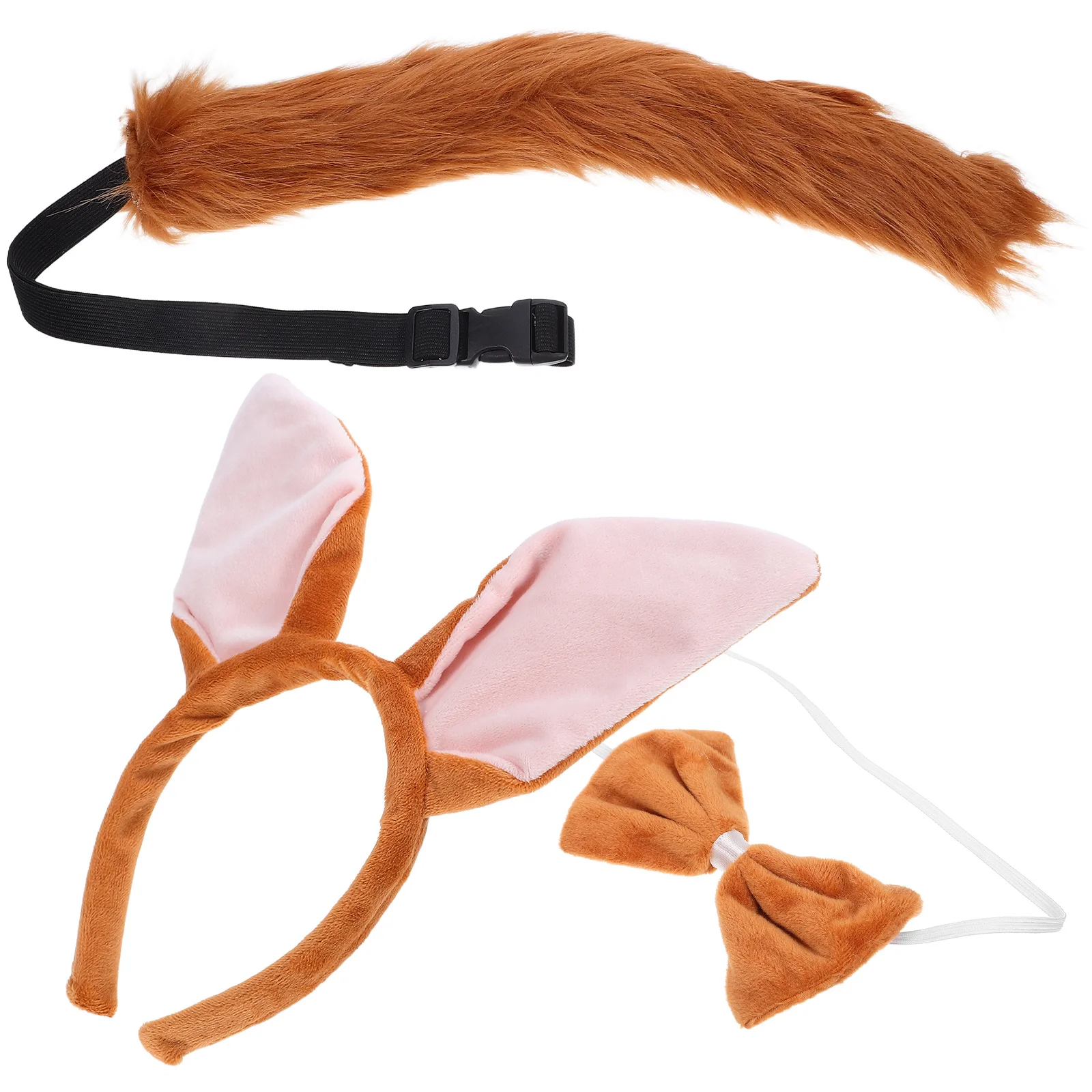 

3pcs Fox Ears Headband Costume Set Furry Tail Bowtie For Kids Adults Women Animal Dress Up Role Play Carnival Jungle Party