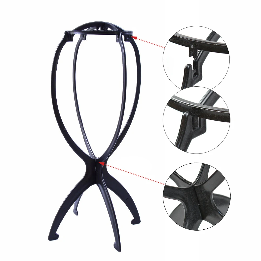 

1pcs Folding Wig Stand Plastic Portable Hat Display Stand Adjustable Durable Barbershop Fashion Model Holder Home Salon Use