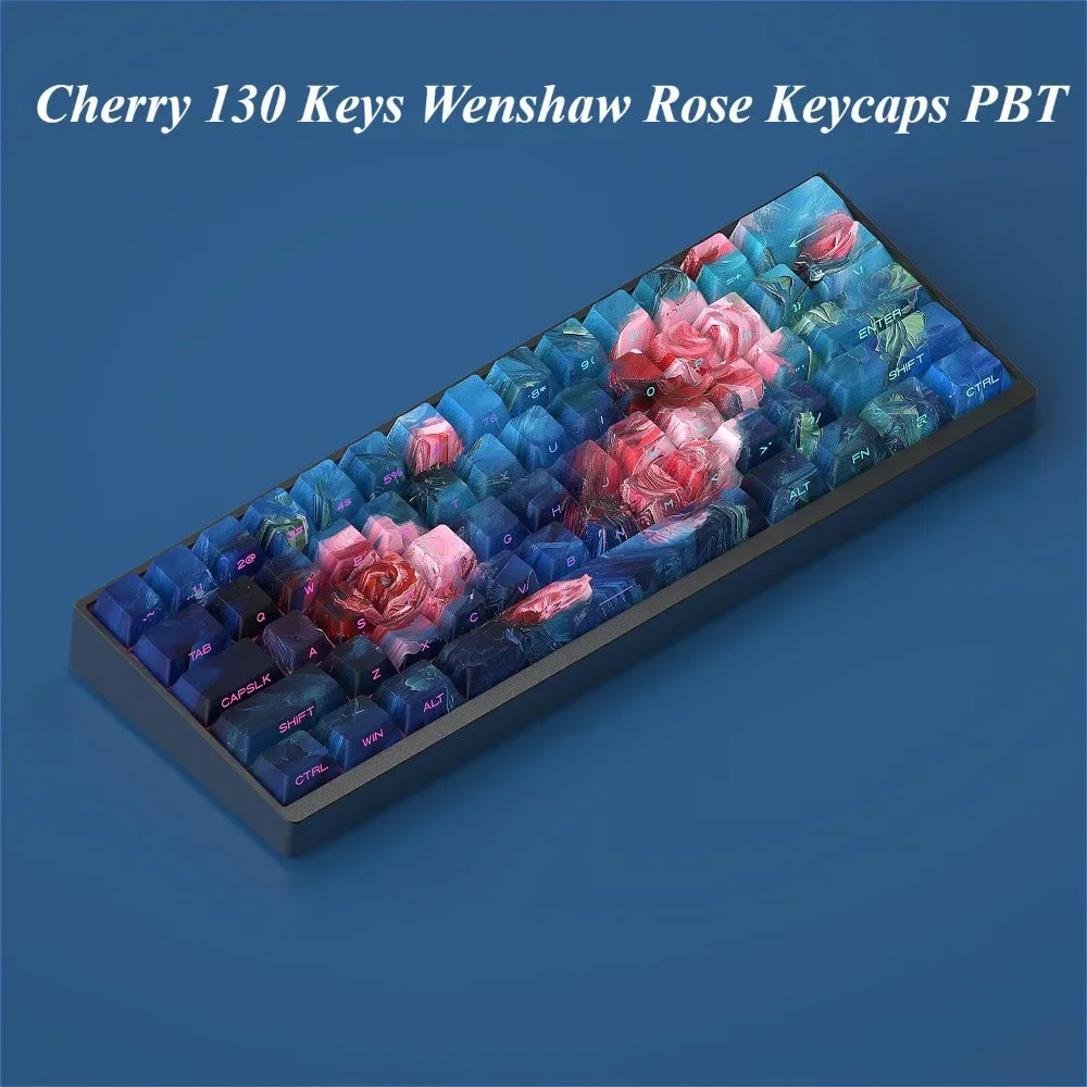 مجموعة مفاتيح الكرز 130 مفتاح Venshaw Rose Keycap مجموعة PBT لمجموعة لوحة المفاتيح الميكانيكية Mx Cherry Gateron Switch #2