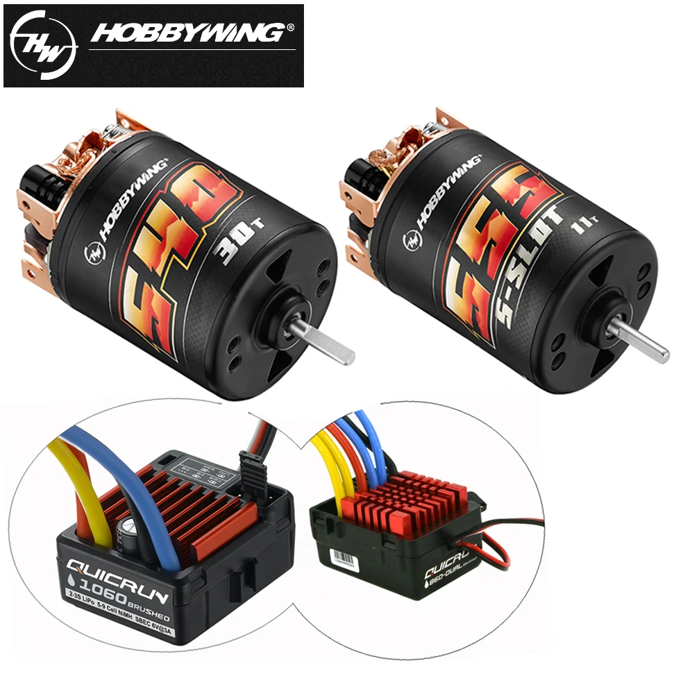 

Hobbywing QuicRun 540 30T 40T/555 11T 13T 3S Brushed Motor And 1060 60A/0880 80A Brushed ESC For 1/10 On-road/Buggy/Crawler Toy