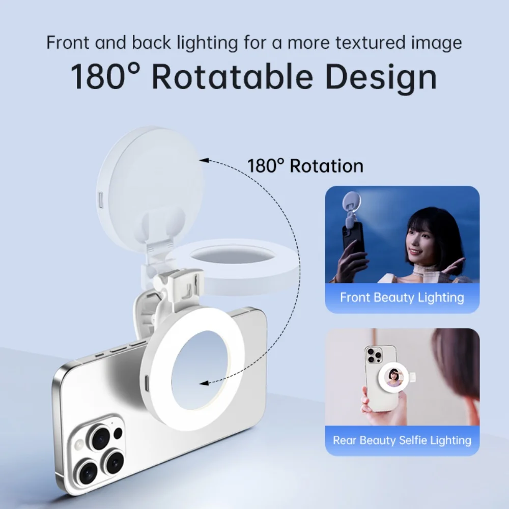 New Portable Mini Selfie Fill Light Adjustable Brightness Rechargeable Clip On For iPhone Samsung Smartphone Laptop Makeup