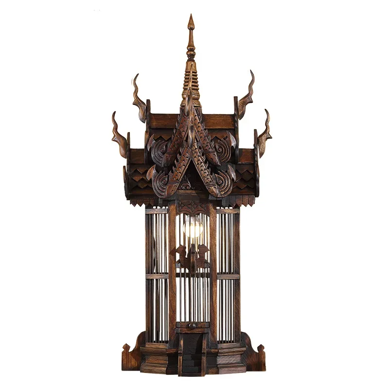 

New Chinese Bird Cage Wall Lamp Bedroom Dining Room Aisle Corridor Southeast Asia Massage Room Club Lamp