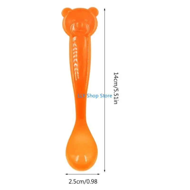 T8UD الطفل ملعقة استشعار الحرارة الغذاء ملعقة تغذية الطفل ملعقة تدريب أدوات المطبخ #6