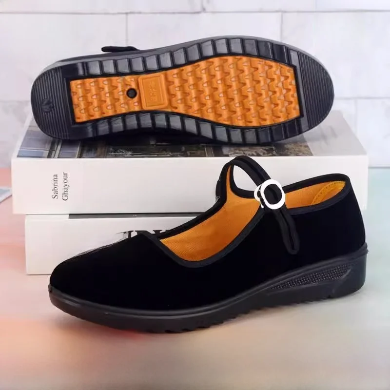 New Beijing Cloth Shoes Women's Mid-Heel Single Shoes Soft Bottom Work Shoes Black Hotel Dance Mom Shoes Anti-Slip Comfortable
