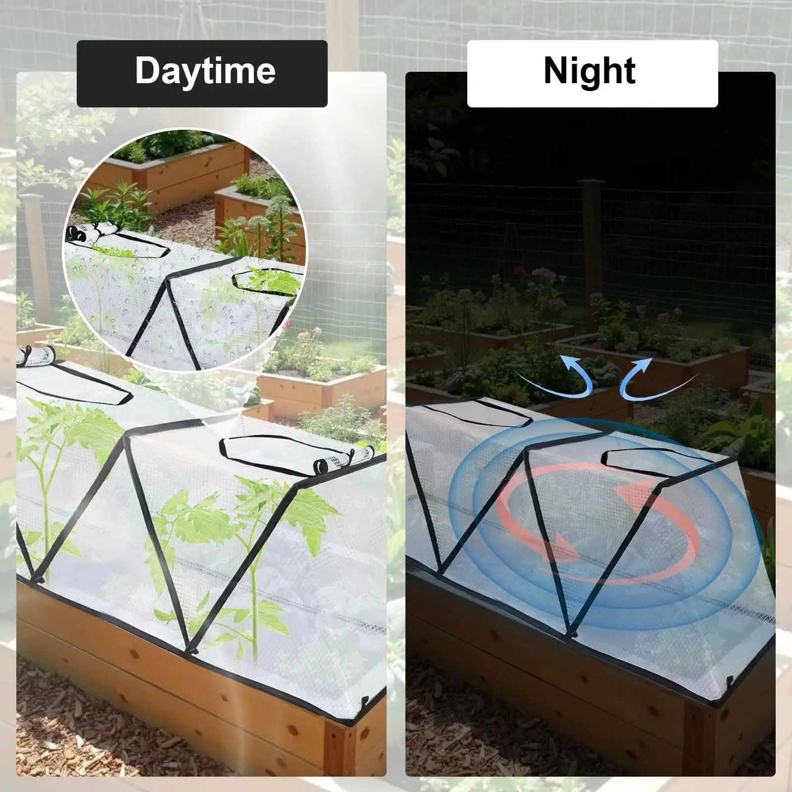 Accelerator Plant Cover with 8 Ground Nails Portable Waterproof Raised Bed Cover Small Greenhouse