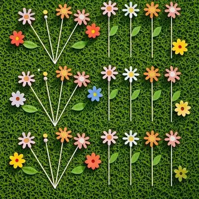 

40Pcs Daisy Cake Decoration Picks Assorted Color Creative Flower Toppers for Wedding Birthday Party Dessert Table Supplies