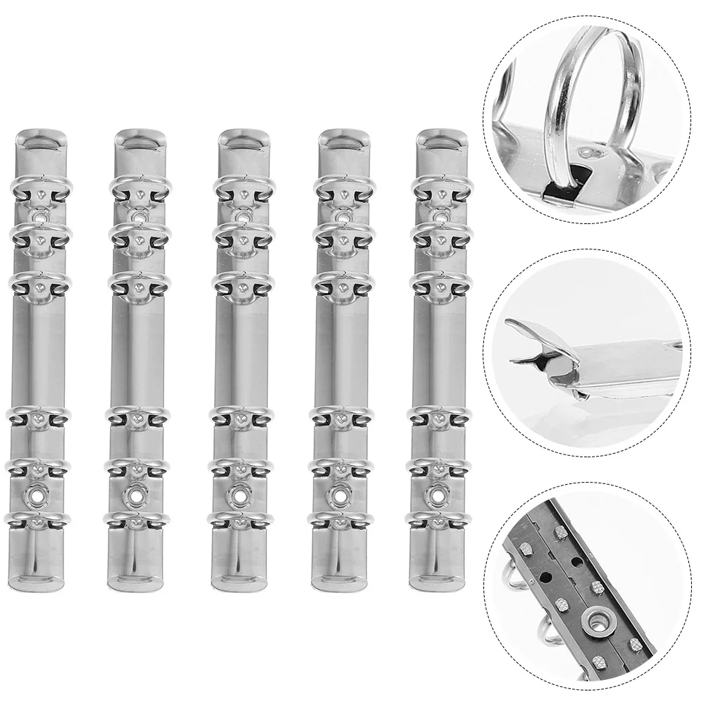 

5 Pcs Binder Mechanisms Notebook Ring Clip Binding Spine Combs Replace Round Rings DIY Kit Spines Stainless Steel 6