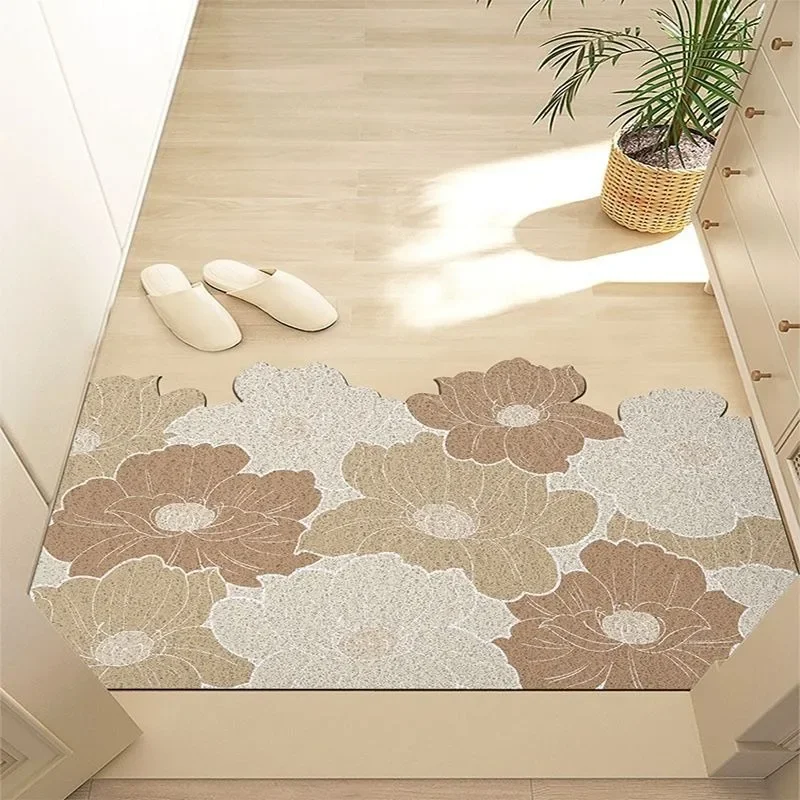 Flower Door Mat Indoor Non-Slip Entrance Doormat Low Profile Mat Foot Mat Supe Absorbent Welcome Bathroom Rug Front Door Carpet