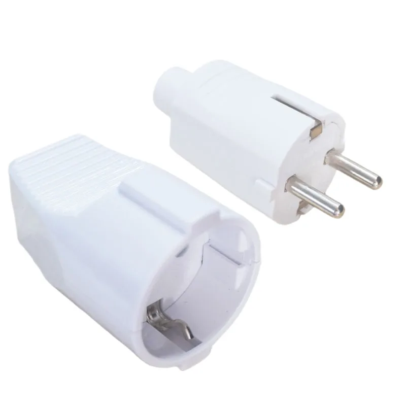 Cable de alimentación con cable macho y hembra, Conector de receptáculo de montaje, blanco, 250v, 16a, Francia, Rusia, Corea, Alemania, UE, Schuko