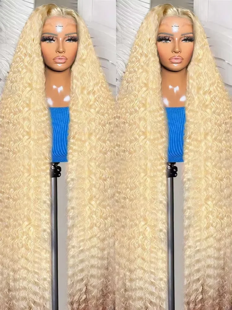 

38 inch 200% Density Brazilian Deep Wave 613 Blonde 13x4 HD Lace Front Human Hair Wigs Pre Pluck Curly Glueless Lace Frontal Wig