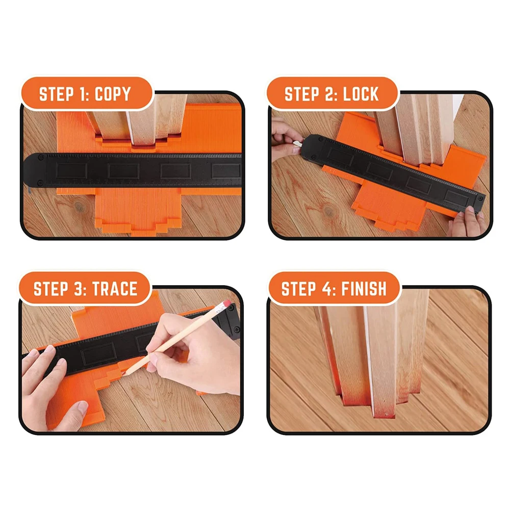 1-3 قطعة الملف الشخصي كفاف قياس خط ناسخة حاكم غير النظامية شكل النجارة بلاط البلاستيك مسطرة قياس أداة قالب القطع #2