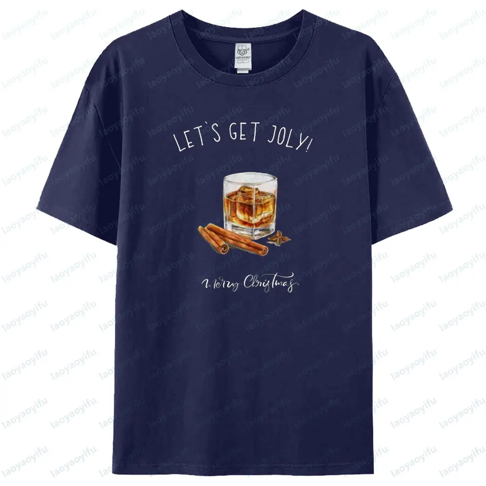 عيد الميلاد كوكتيل الأزواج مطابقة البلوز مضحك الأزواج عيد الميلاد عطلة التي شيرت الرجال النساء موضة ملابس الحفلات القطن T