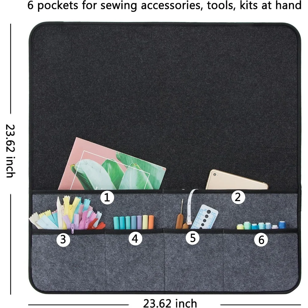 Sewing Workstation Deep Grey Sewing Machine Pad 6 Compartments Organizer Moistureproof Felt Portable Storage Pad