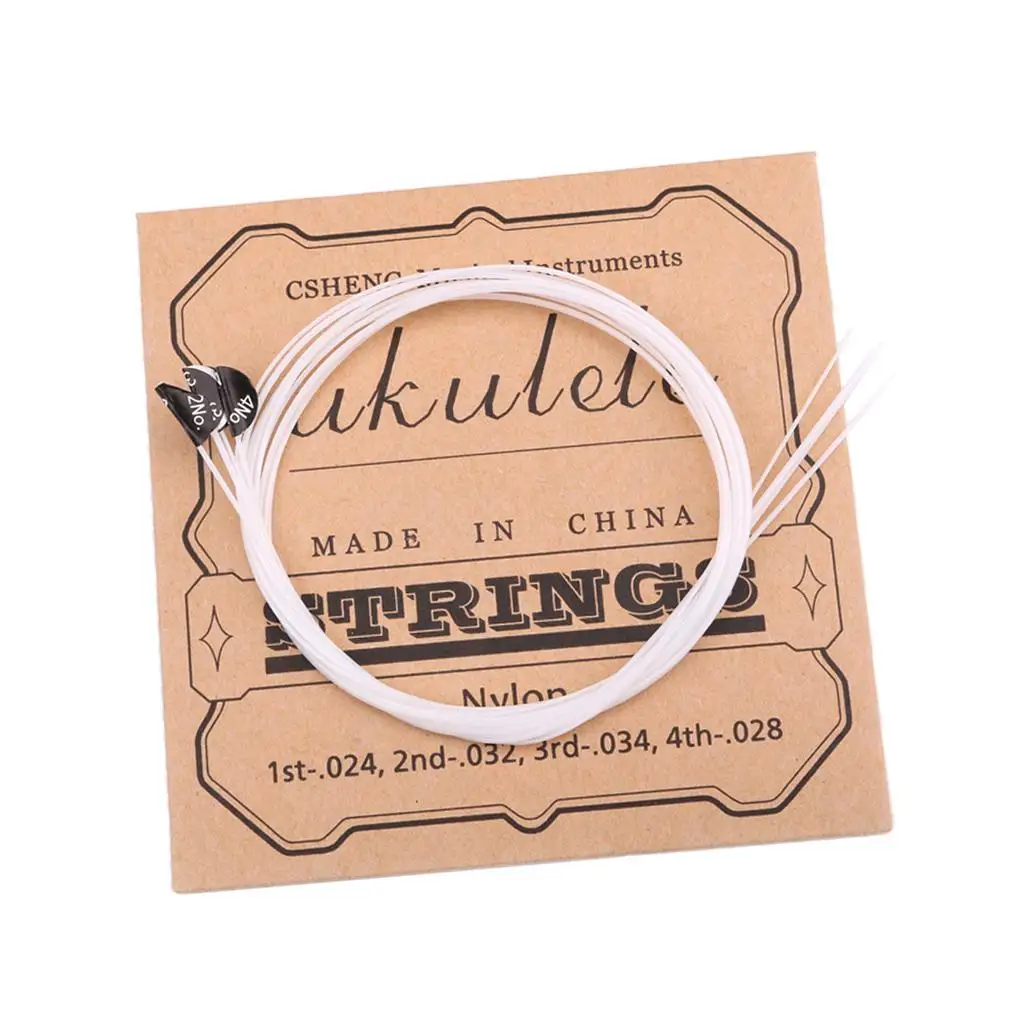 Ukulele String Set Nylon White 4 Piece String Instrument Parts Accessories for Acoustic and Classical Ukulele Models