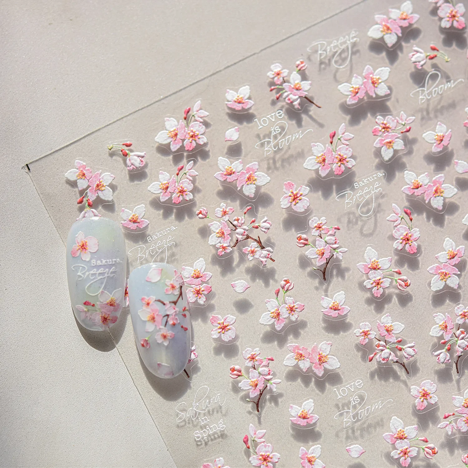 Japanese Nail Parts 5D Reliefs Cherry Blossom Self Adhesive Nail Art Stickers DIY 2025 Summer Flower Manicure Decoration Decals view 4