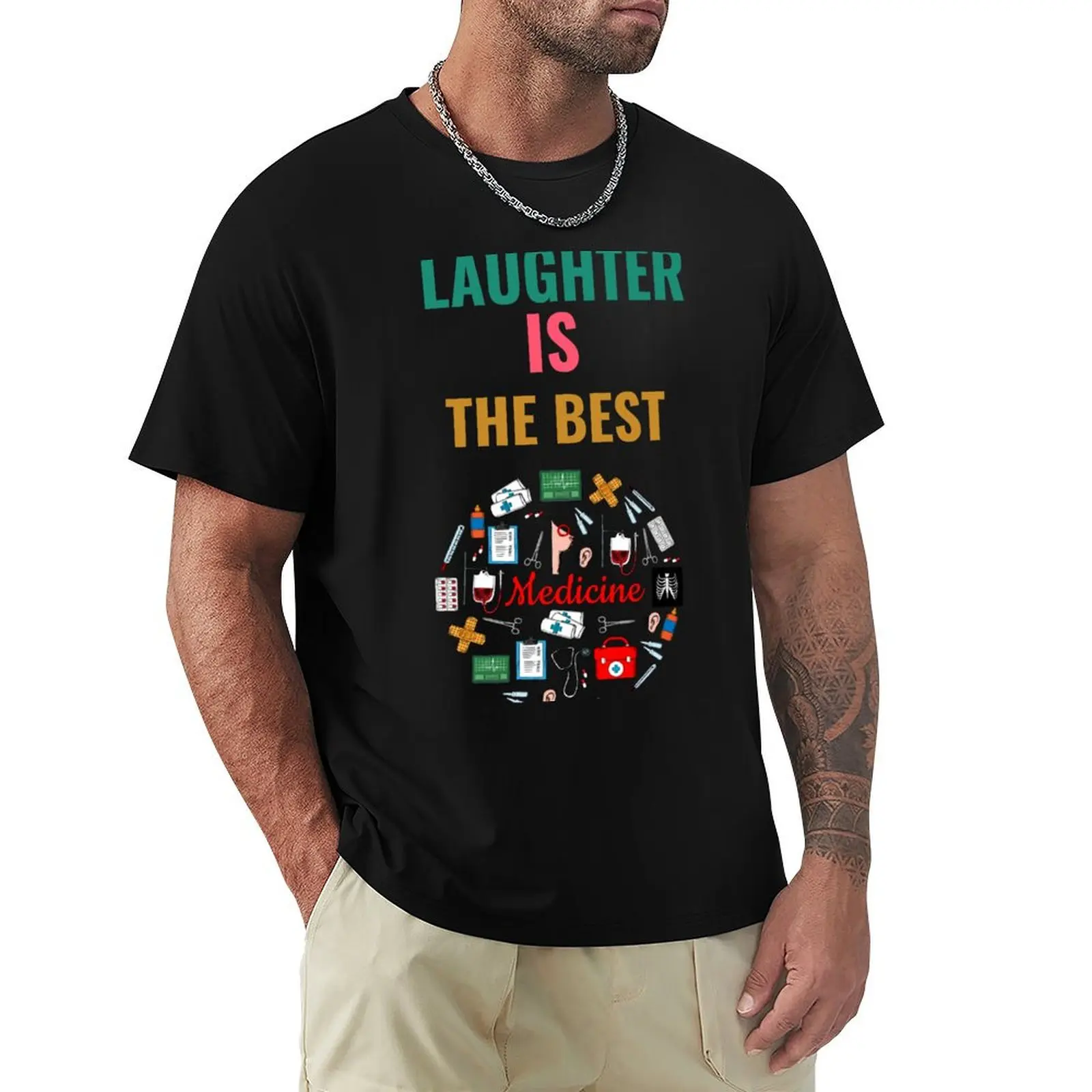 

laughter is the best medicine T-Shirt oversized graphic tee Clothing anime figures mens graphic t-shirts funny