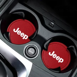 2Pcs Car Logo Non Slip Water Cup Pad For Jeep Renegade Wrangler JL Gladiator Grand Auto Coasters Interior Anti-skid Mat Holders