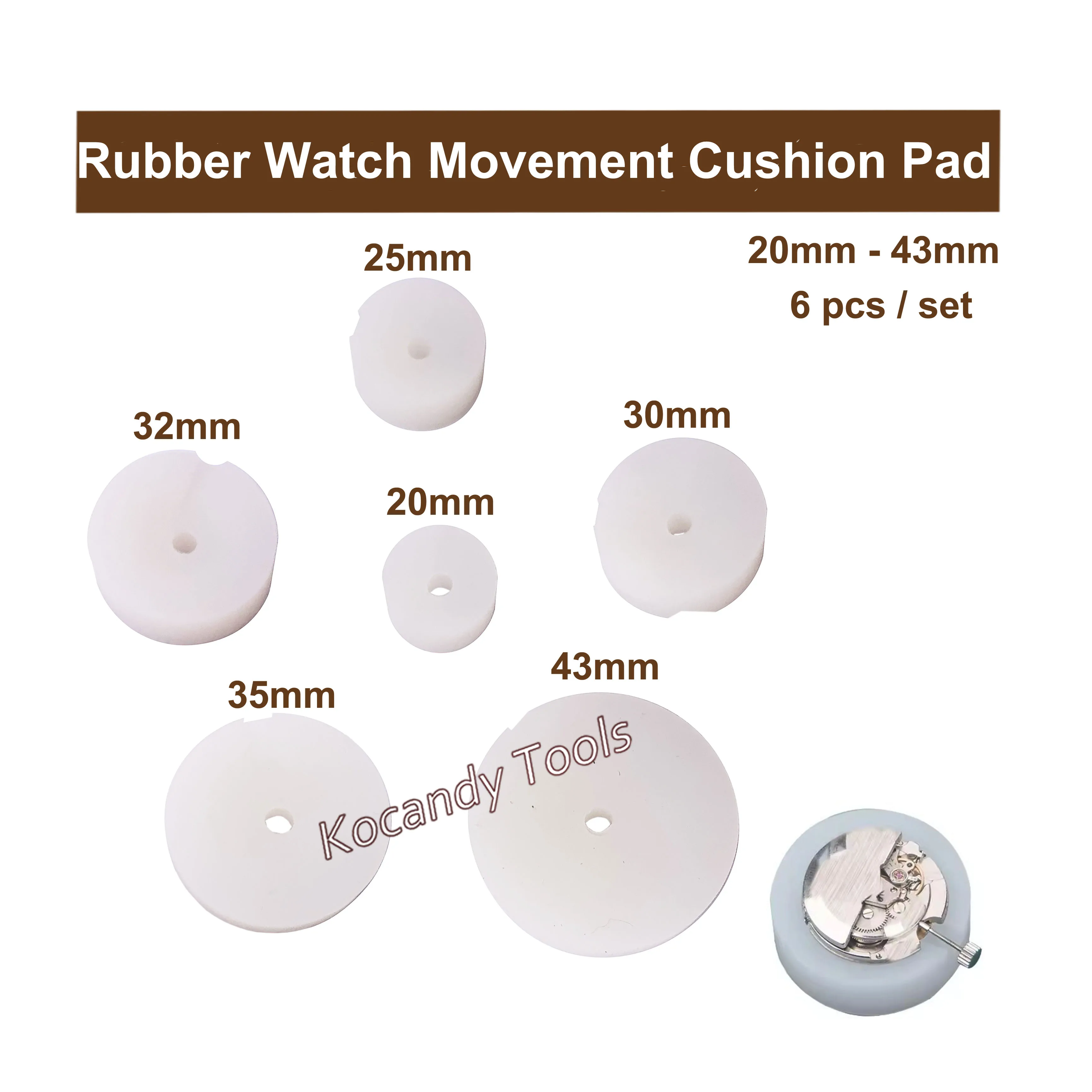 Coussin de protection de mouvement de montre en caoutchouc, 20mm-43mm, 6 degrés d'usure, réparation de montres
