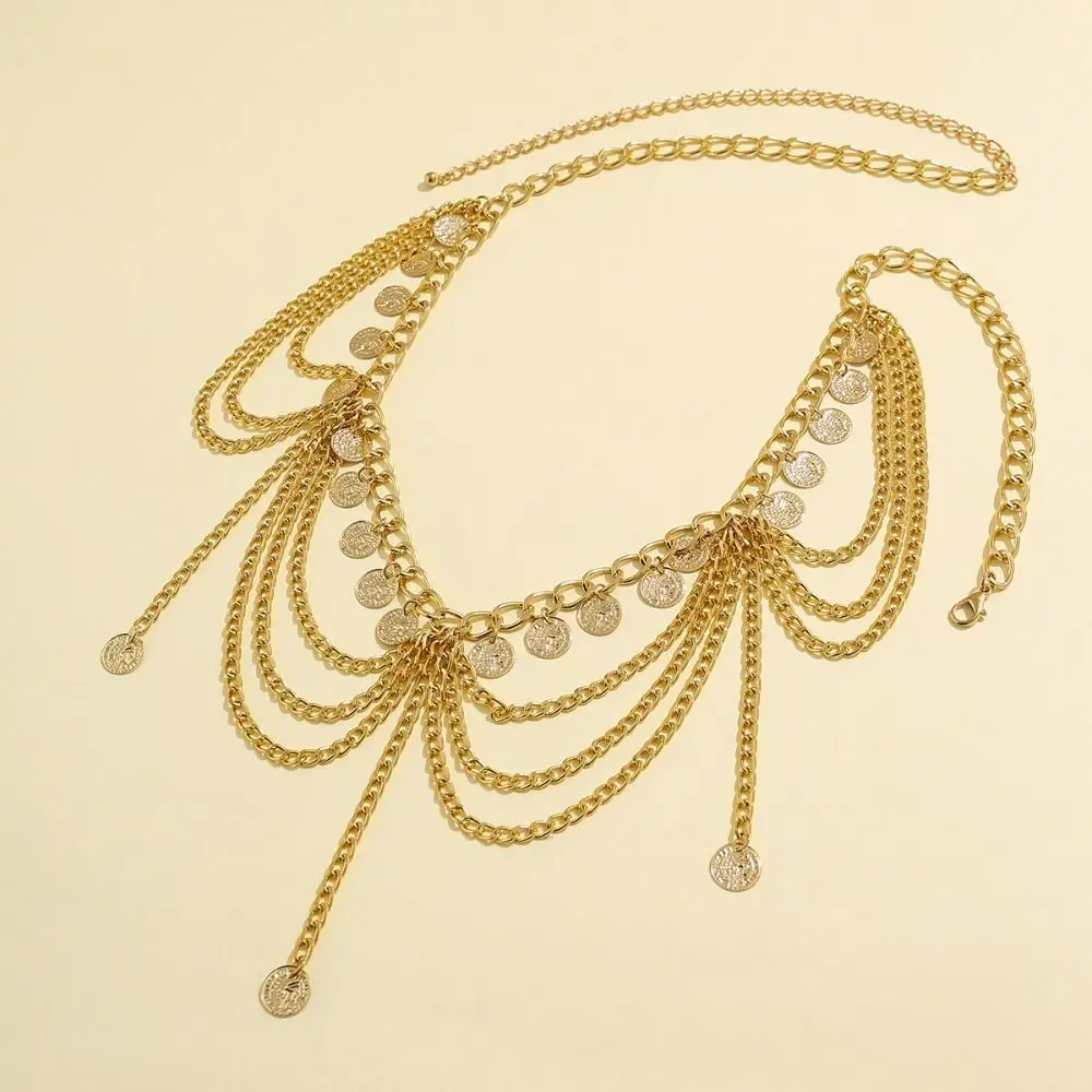 Fashion Body Jewelry Metal Body Chain Gold Belt Pearl Tassel Waist Chain Waist Jewelry Butterfly Dress Accessories