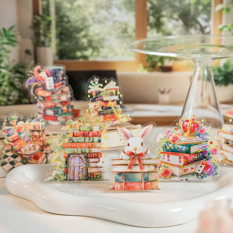 Card Lover 10 Pcs [Bookish Journey Series] Hot Stamping  DIY Decoration Collage Material Sticker PET Sticker Paper Scrapbook Kit