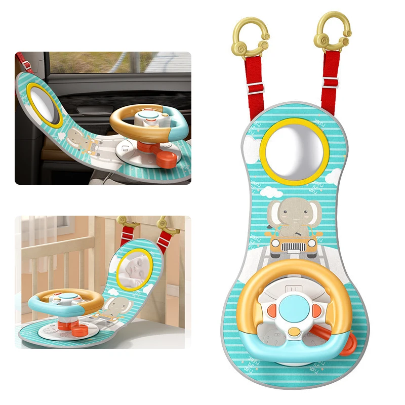 

Baby Car Seat Toy Simulation Musical Steering Wheel Toy Activity Seat Travel Toddler Toys For Infant Girl Boy Christmas Gifts