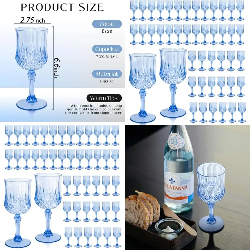 

Пластиковые бокалы для вина в винтажном стиле, 7 унций, синие, многоразовые, для вечеринок, детских праздников, свадеб и торжественных мероприятий