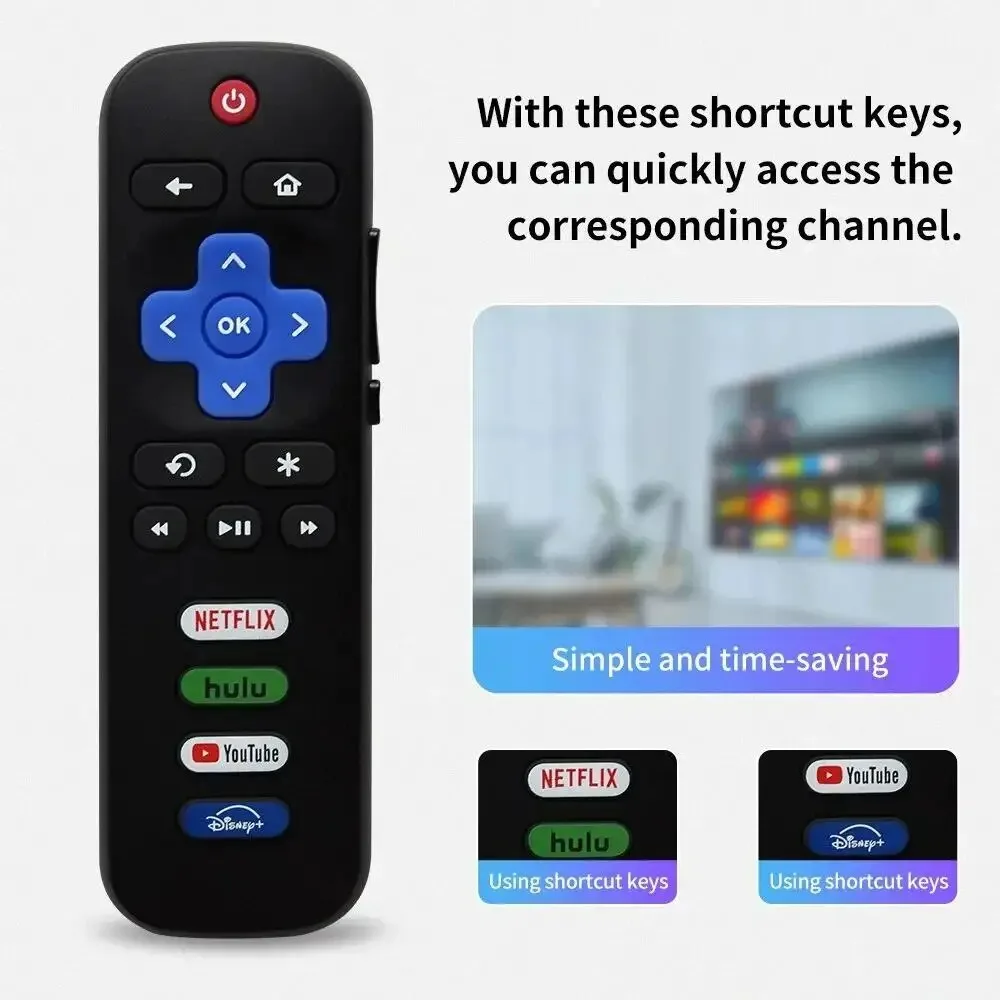 Control Remoto Universal para Roku TV con Botones de Acceso Directo, Reemplazo de Control Remoto, Uso Directo