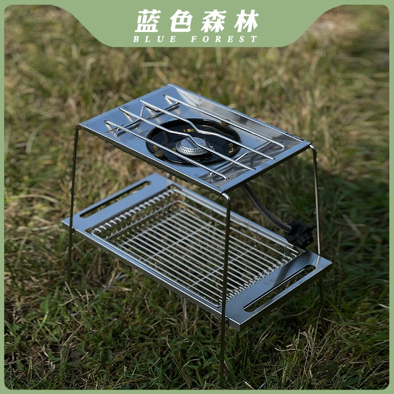 Outdoor Camping Snow Peak Gs450K Stove Stainless Steel Double-Layer Table Igt Replacement Blackened Stove Plate Stove Stand Picnic Barbecue