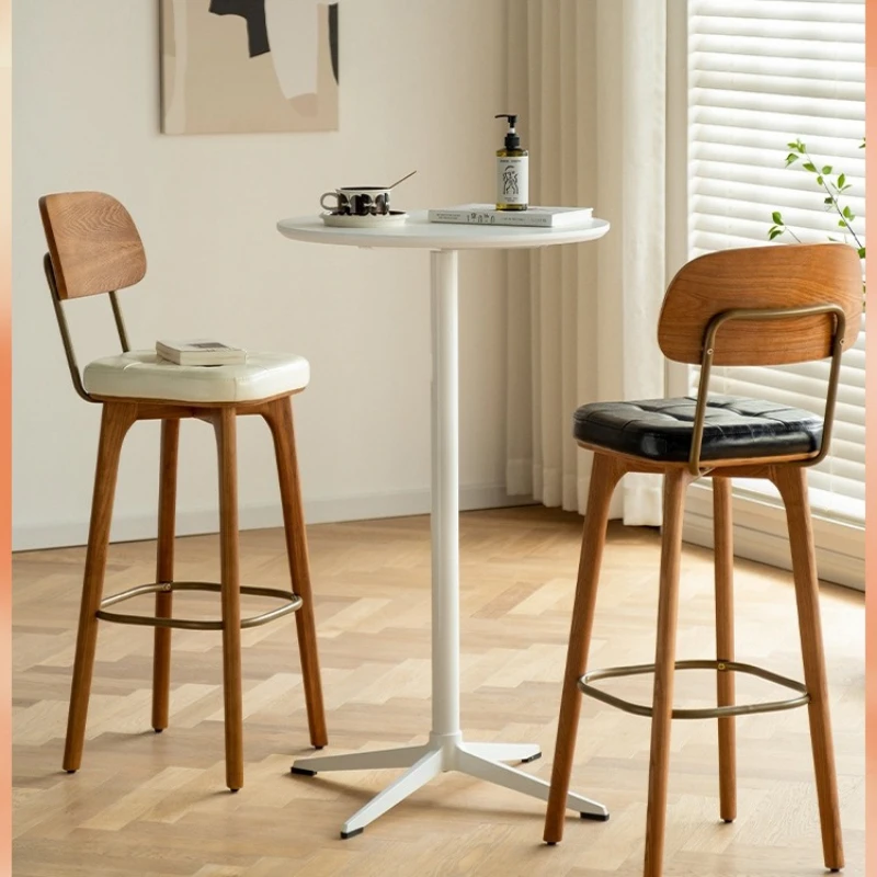 Bar Chair Backrest Bar Chair Wrought Iron High Stool Solid Wood