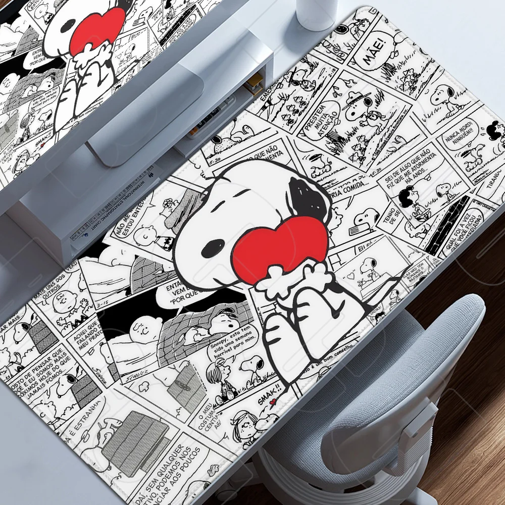HD 40X90cm Aksesoris PC Anime S-Snoopys Mouse Pad Lucu Kartun Anjing Peanuts Gaming Alas Meja Karet Anti Selip Alas Komputer Laptop