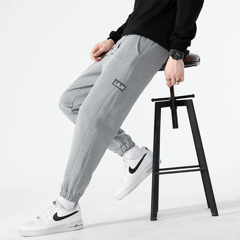 

Male Fleece Padded Pant Thick Fashion Casual Elastic Waist Drawstring Sweatpants Men Autumn Winter Straight Sport Jogger Trouser
