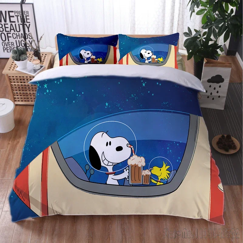 Snoopy Bettbezüge Cartoon Weich Bedrucktes Bettbezug-Set HD Trösterbezug für Kinder Bettwäsche-Sets Bettwäsche Schlafzimmer Dekor