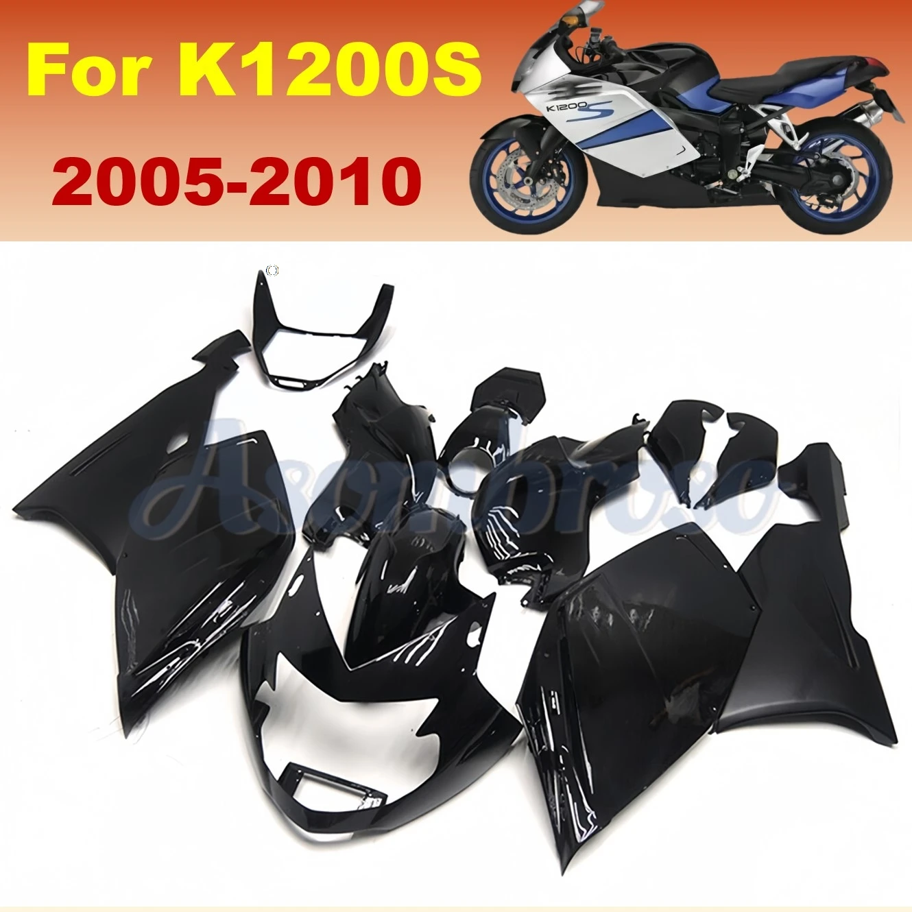 K1200S 2005 2006 2007 2008 2009 2010 Full Fairings Kit for BMW K1200 05 06 07 08 10 Glossy/matte black Moto bike bodywork cowl