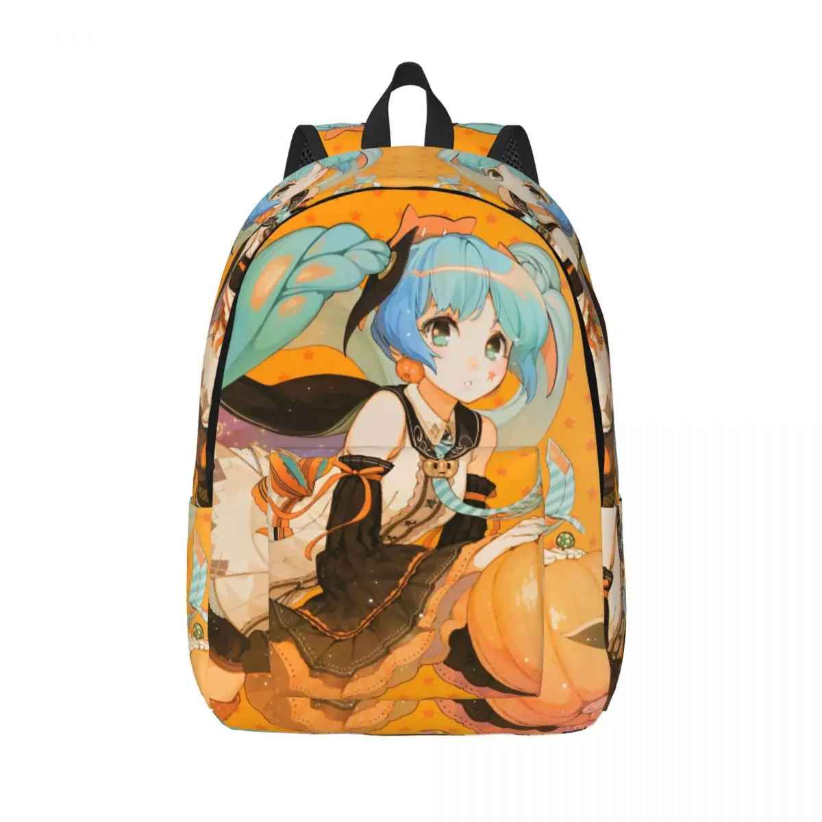 Halloween Pumpkins Miku Virtual Idol Backpack Middle High College School Student H-HATSUNE Bookbag Teens Canvas Daypack Sports