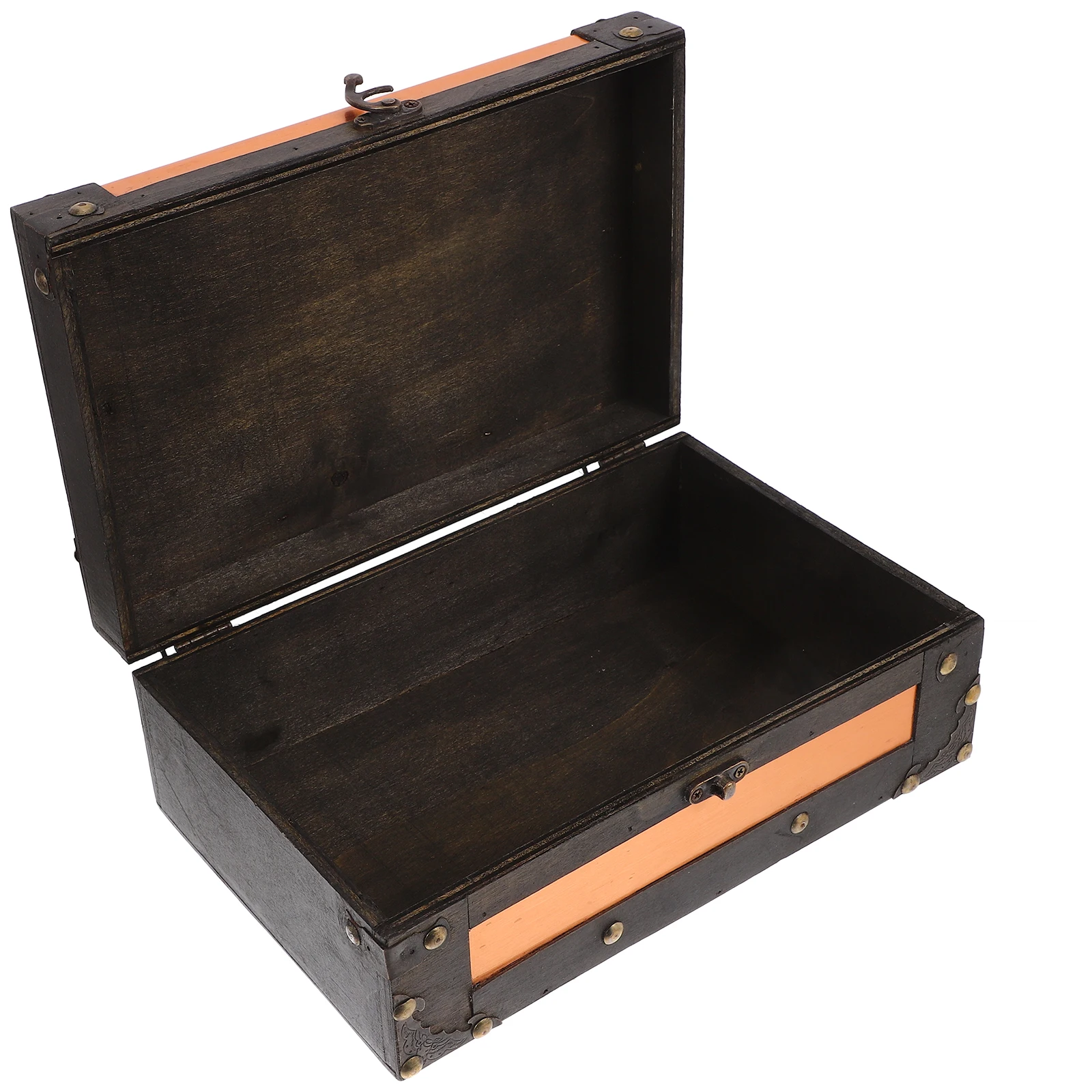 

Vintage Storage Box Wooden Treasure Chest for Documents Jewelry Small Chest Decorative Keepsake Box Lock Safe Material File
