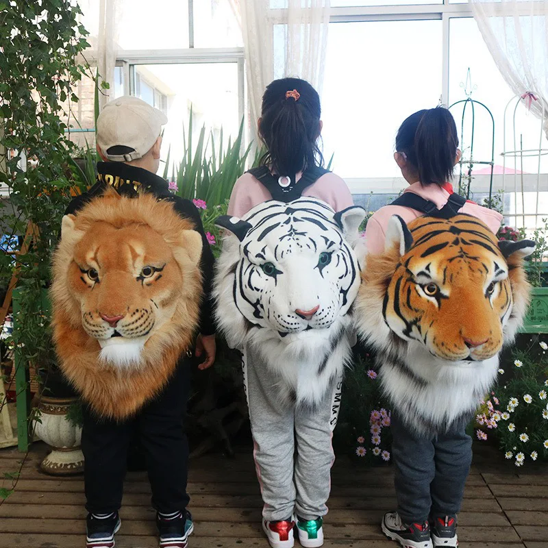 3D Animal Design Backpack Luxury Tiger Lion Leopard Panda Fur School Bags Women girls Chain Clutch Crossbody Shoulder Bags Purse