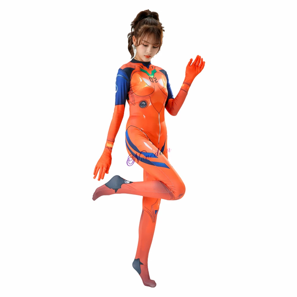 Anime Asuka Langley Soryu Cosplay Plugsuit Sexy Female Bodysuit Jumpsuit Zentai Suit Halloween Costume For Women Girls