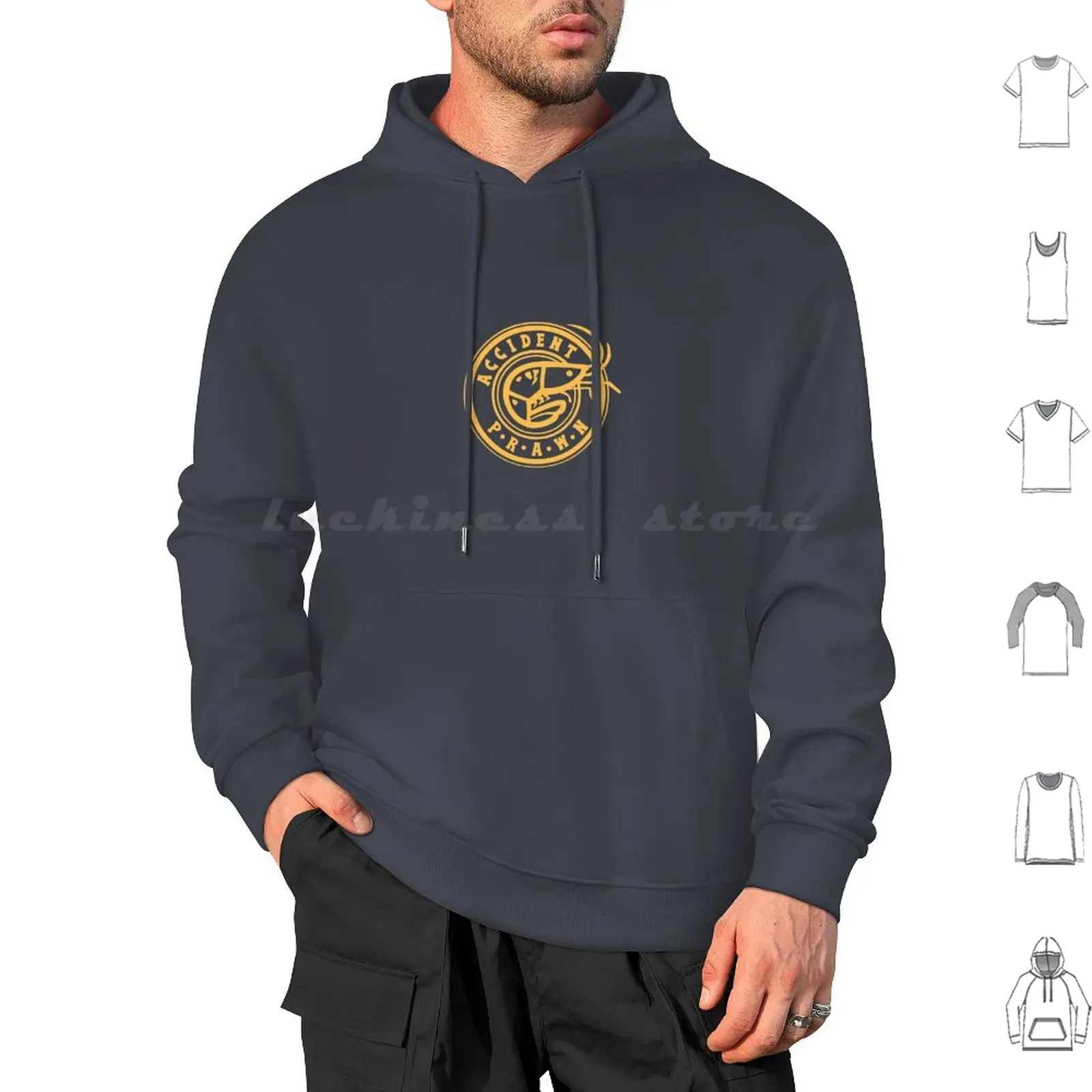 

Толстовки с капюшоном Accident Prawn с длинным рукавом Accident Prone Prawn Pun Logo Clumsy College Jumper