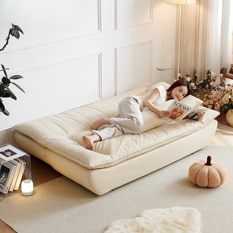 Winter Bear French Cream Wind Leisure Sofa Foldable Dual-purpose Small Apartment Double Living Room