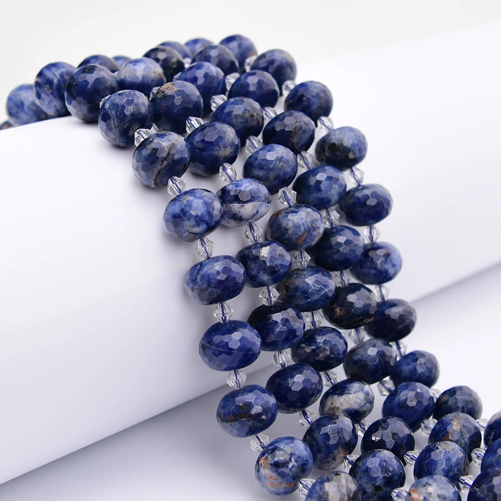

APDGG 13x18mm Natural Blue Sodalite Stone Faceted Abacus Shaped Nugget Loose Beads 15'' Strand Jewelry Making DIY