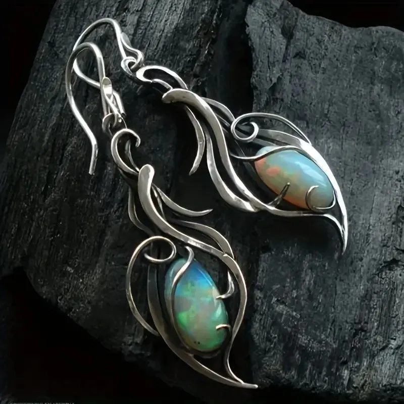 Hot Selling Creative Vintage Oval Gemstone Hollow Pendant Charming Mom Earrings Fashion Women's Mother Ear Decor