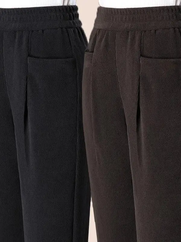 고품질 기모 안감 코듀로이 보온 바지 겨울 신상 슬림핏 엄마 캐주얼 바지 기모 스트레이트 팬츠